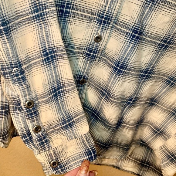 Madewell Shirt XS 100% Cotton Long-Sleeve Button-Up White Blue Plaid Comfy - Picture 13 of 16
